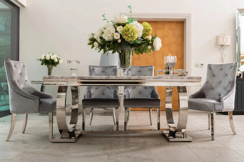 Arianna Dining Table 1.5, 1.8 & 2.0 Meter with Cheshire Silver Chairs House of Fleur