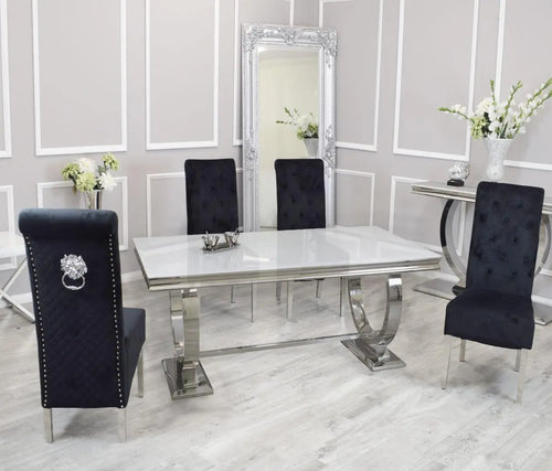 Arianna Dining Table 1.5, 1.8 & 2.0 Meter with Emma Black  Chairs House of Fleur