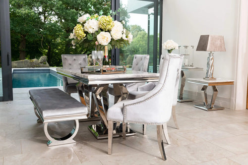 Arturo Dining Table 1.8 Meter with Annabelle Chairs Silver House of Fleur