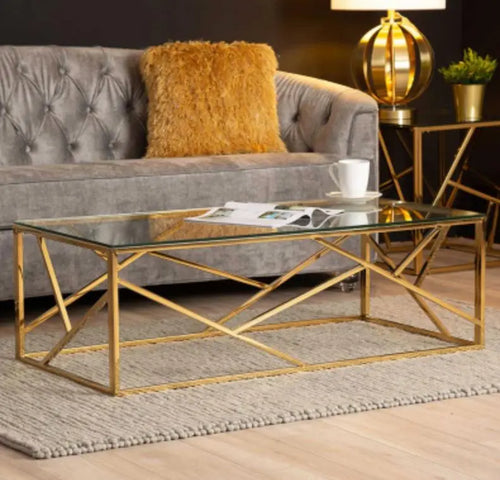 Azaria Gold Metal Coffee Table House of Fleur