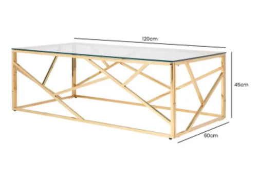 Azaria Gold Metal Coffee Table House of Fleur