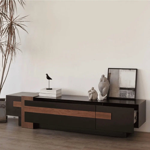 Azuro Matt Black TV Stand Unit Cabinet House of Fleur