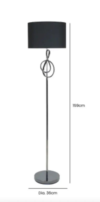 Black G-Clef Design Metal Floor Lamp with Black Linen Shade 159cm House of Fleur