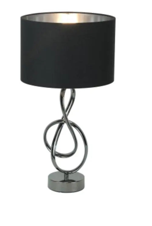 Black G-Clef Design Metal Table Lamp with Black Linen Shade House of Fleur