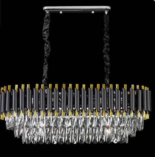 Black & Gold Crystal Chandelier House of Fleur