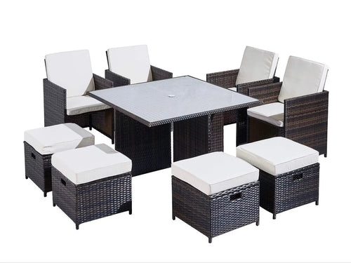 Boston Rattan Cube 8 Seat Outdoor Dining Set House of Fleur