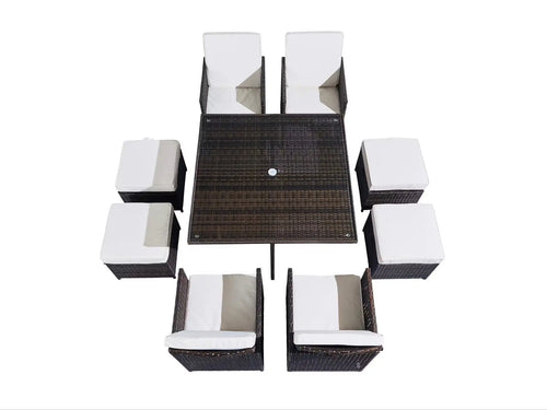 Boston Rattan Cube 8 Seat Outdoor Dining Set House of Fleur