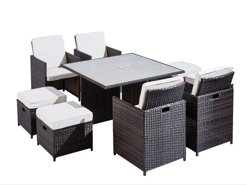 Boston Rattan Cube 8 Seat Outdoor Dining Set House of Fleur