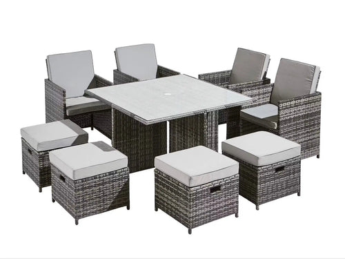 Boston Rattan Cube 8 Seat Outdoor Dining Set House of Fleur