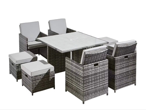 Boston Rattan Cube 8 Seat Outdoor Dining Set House of Fleur