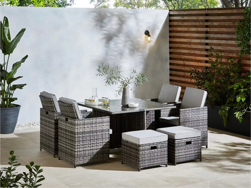 Boston Rattan Cube 8 Seat Outdoor Dining Set House of Fleur