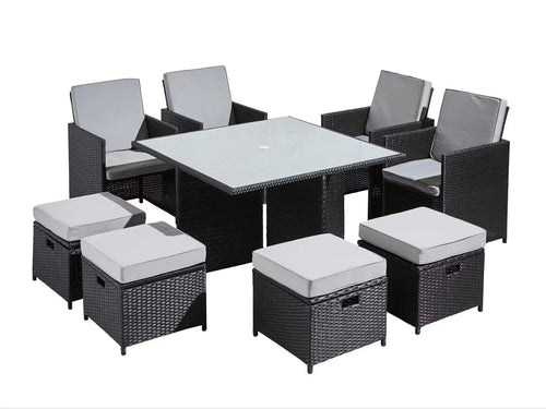 Boston Rattan Cube 8 Seat Outdoor Dining Set House of Fleur