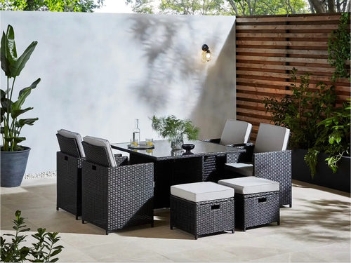 Boston Rattan Cube 8 Seat Outdoor Dining Set House of Fleur