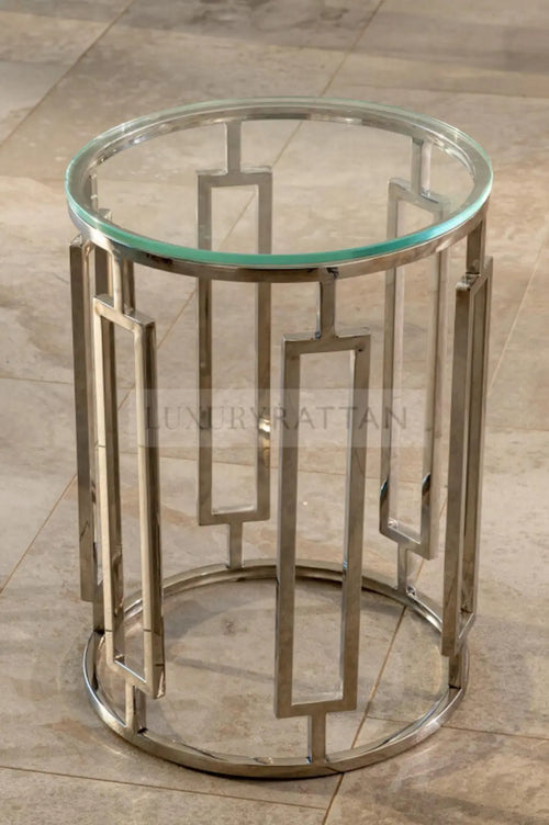 Brand New Petra Lamp Side Table - Clear Glass House of Fleur