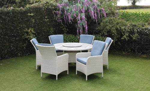 Brand New Provence Outdoor Rattan 6 Seat Dining Set in Natural House of Fleur