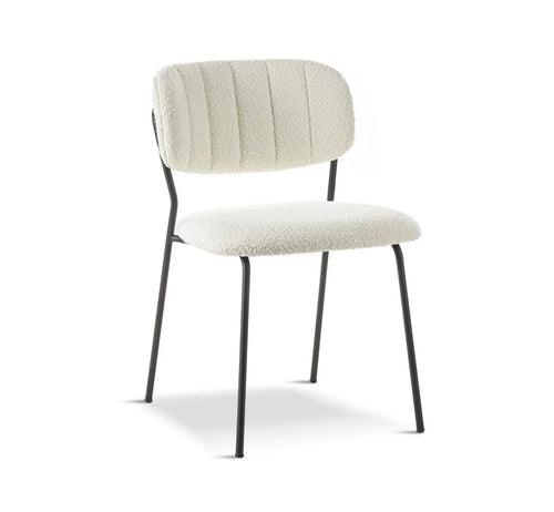 CAROL White Bouclé Dining Chair x 2 House of Fleur