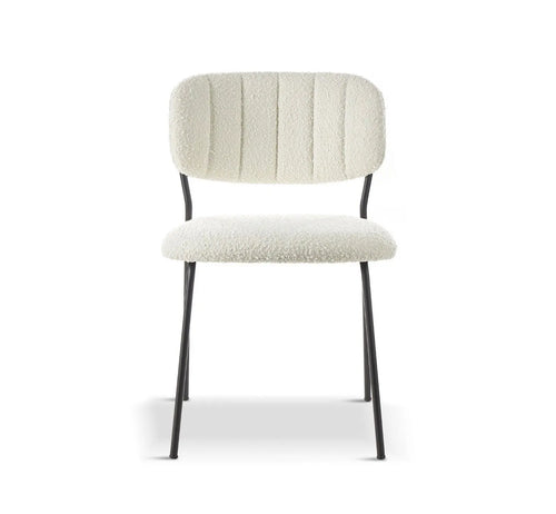 CAROL White Bouclé Dining Chair x 2 House of Fleur