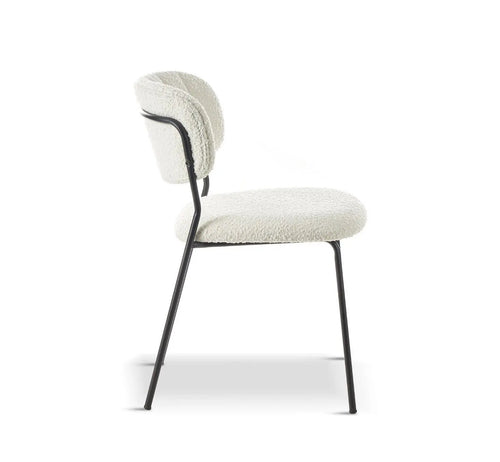 CAROL White Bouclé Dining Chair x 2 House of Fleur