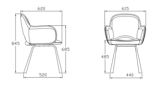 Claudia Art Deco Dining Chairs -Grey x 2 House of Fleur