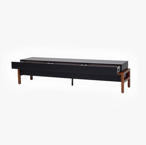 Clifton Matt Black TV Stand Unit Cabinet House of Fleur