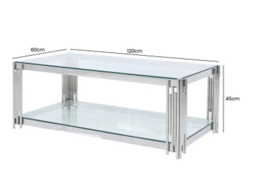 Cohen Steel Tubes and Clear Glass Coffee Table House of Fleur