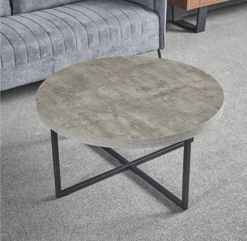 Danny MDF Round Coffee Table with Concrete Effect House of Fleur