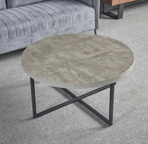 Danny Round Concrete Effect Coffee Table House of Fleur