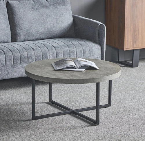 Danny Round Concrete Effect Coffee Table House of Fleur