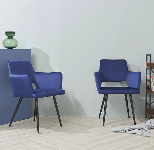 Deep Blue Velvet Harrod Chair x 2 House of Fleur