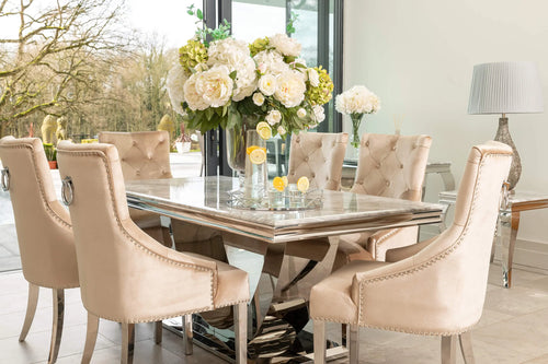 Denver Dining Table 1.6, 1.8 & 2.0 Meter with Annabelle Chairs Champagne House of Fleur