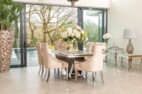 Denver Dining Table 1.6, 1.8 & 2.0 Meter with Annabelle Chairs Champagne House of Fleur