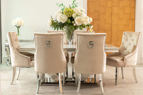 Denver Dining Table 1.6, 1.8 & 2.0 Meter with Annabelle Chairs Champagne House of Fleur