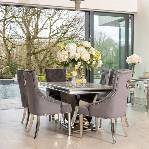 Denver Dining Table 1.6, 1.8 & 2.0 Meter with Annabelle Chairs Dark Grey House of Fleur