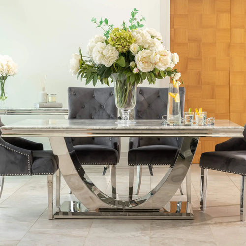 Denver Dining Table 1.6, 1.8 & 2.0 Meter with Annabelle Chairs Dark Grey House of Fleur