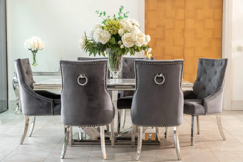 Denver Dining Table 1.6, 1.8 & 2.0 Meter with Annabelle Chairs Dark Grey House of Fleur