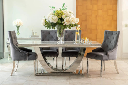 Denver Dining Table 1.6, 1.8 & 2.0 Meter with Annabelle Chairs Dark Grey House of Fleur