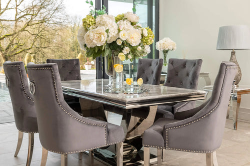 Denver Dining Table 1.6, 1.8 & 2.0 Meter with Annabelle Chairs Dark Grey House of Fleur