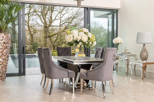 Denver Dining Table 1.6, 1.8 & 2.0 Meter with Annabelle Chairs Dark Grey House of Fleur