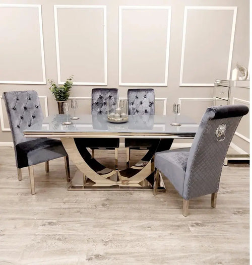 Denver Dining Table 1.6, 1.8 & 2.0 Meter with Annabelle Chairs Dark Grey (Copy) House of Fleur