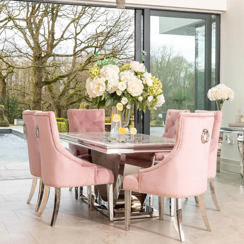 Denver Dining Table 1.6, 1.8 & 2.0 Meter with Annabelle Chairs Pink House of Fleur