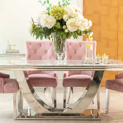 Denver Dining Table 1.6, 1.8 & 2.0 Meter with Annabelle Chairs Pink House of Fleur