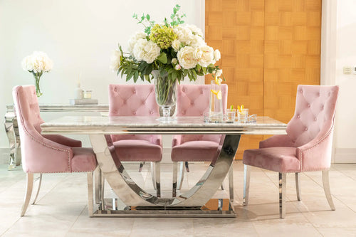 Denver Dining Table 1.6, 1.8 & 2.0 Meter with Annabelle Chairs Pink House of Fleur