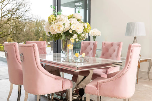 Denver Dining Table 1.6, 1.8 & 2.0 Meter with Annabelle Chairs Pink House of Fleur