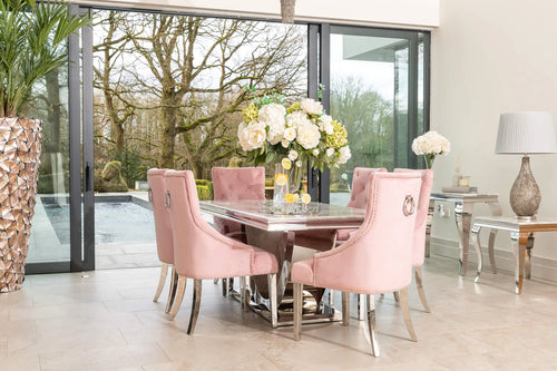 Denver Dining Table 1.6, 1.8 & 2.0 Meter with Annabelle Chairs Pink House of Fleur