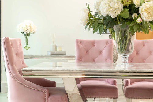 Denver Dining Table 1.6, 1.8 & 2.0 Meter with Annabelle Chairs Pink House of Fleur