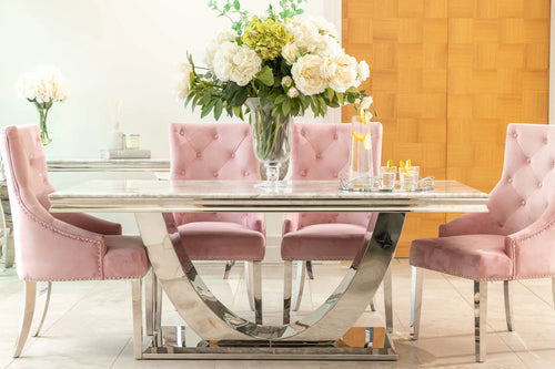 Denver Dining Table 1.6, 1.8 & 2.0 Meter with Annabelle Chairs Pink House of Fleur