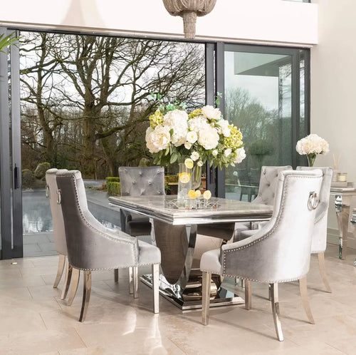 Denver Dining Table 1.6, 1.8 & 2.0 Meter with Annabelle Silver Chairs House of Fleur