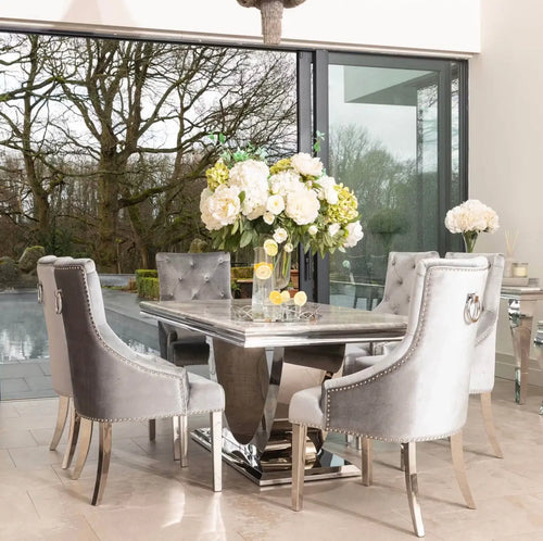 Denver Dining Table 1.6, 1.8 & 2.0 Meter with Annabelle Silver Chairs House of Fleur