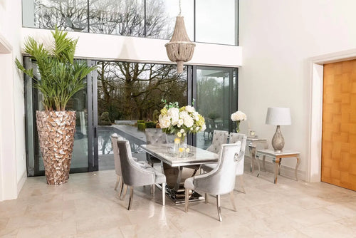 Denver Dining Table 1.6, 1.8 & 2.0 Meter with Annabelle Silver Chairs House of Fleur