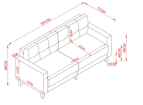 ENKO 2 Seater Beige Fabric Sofa House of Fleur